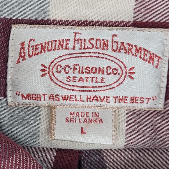 Filson Alaskan Guide Flannel Shirt Red, Grey & White | Men's Sz L - Picture 5 of 7